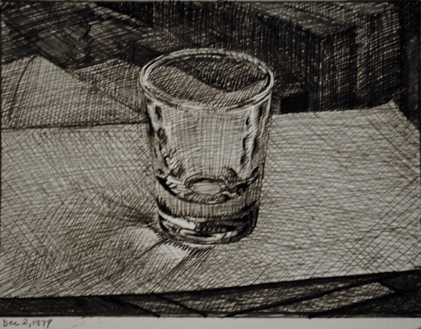 Shot Glass, December 2, 1979, ink, 4.5 x 6