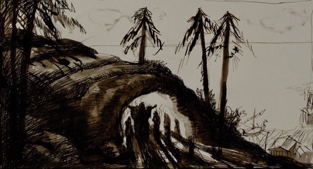 Meeting of the Witches from Purcell’s Dido and Aeneas, November 1972, ink, 6.75 x 12