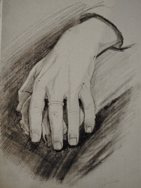 Joseph Fodor’s Left Hand, winter, 1962-63, graphite, 9 x 12