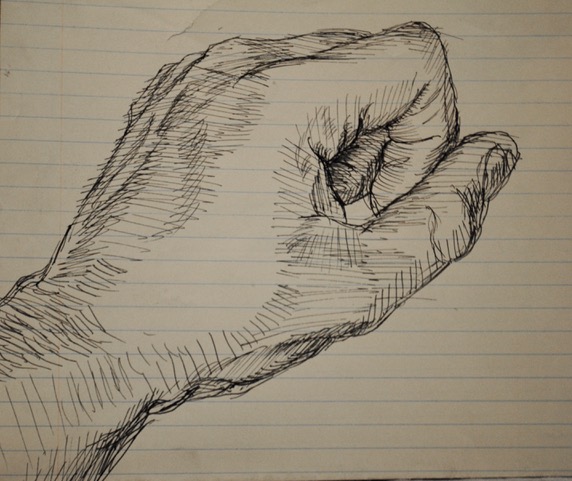 Gregory Smith’s Left Hand, September 25, 1963, ink, 6.5 x 7 3/8