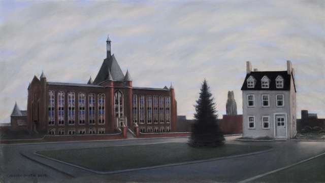 Central Catholic, Evening, 2024, pastel, 16.5 x 29.75