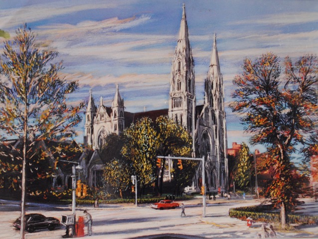 St. Paul’s Cathedral, 1986, pastel, 20 x 28