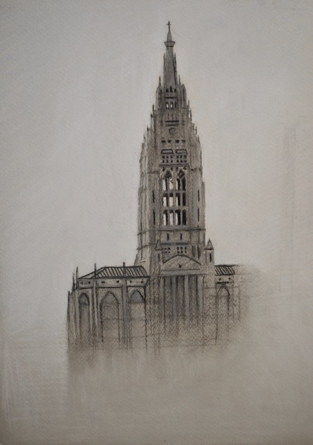 East Liberty Presbyterian Church, 1985, pastel, 16 x 12