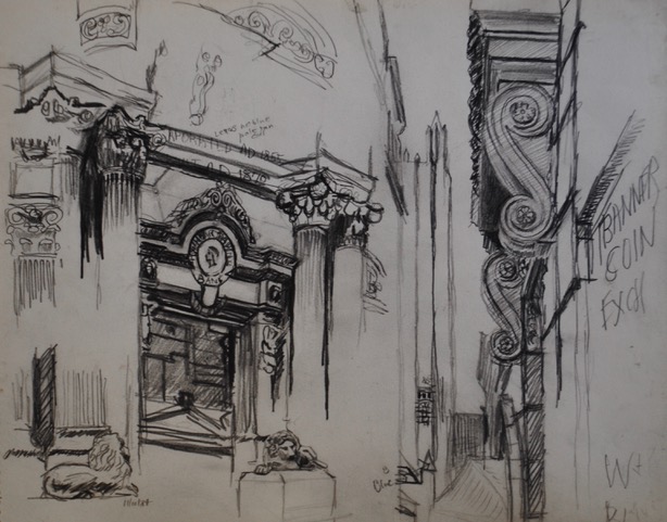 Dollar Bank Studies with Banner Coin, 11/10/84, graphite, 11 x 14
