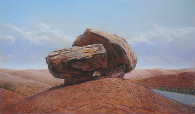 Small Boulders, 1977/2021, pastel, 18.5 x 31