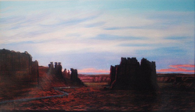 Courthouse Towers, Dusk, 1977/1990, pastel, 9.75 x 22.5