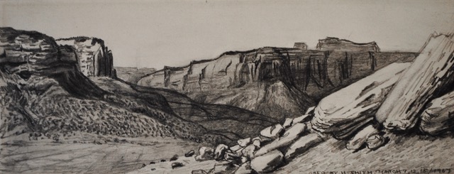 Colorado National Monument, March, 1967, graphite, 2.75 x 7.75