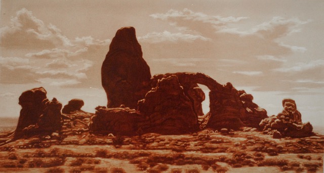 Turret Arch, 1974, pastel, 21 x 39