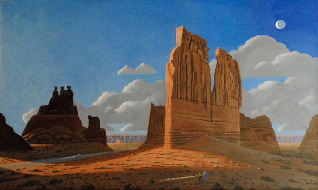 Courthouse Towers, Arches National Park, 2025, oil on canvas, 48 x 80