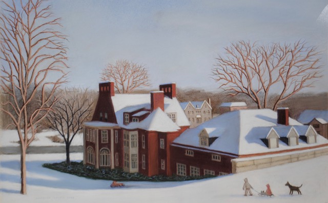 The Donahue House in Winter, 2018, pastel, 14 x 23