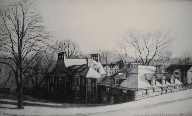 The Donahue House, 1971, graphite, 12 x 24
