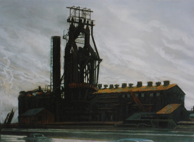 J&L Blast Furnace, 1983, pastel, 20 x 27