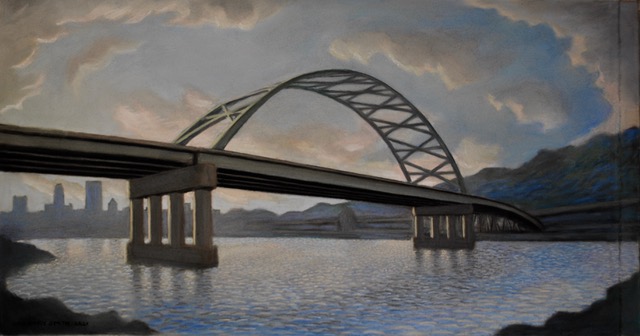 Birmingham Bridge, 2021, pastel, 21 x 40