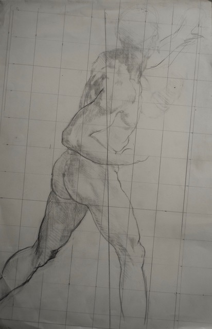 Reversed Copy of Michelangelo’s drawing for the Battle of Cascina, 1982, graphite, 19.25 x 12.75