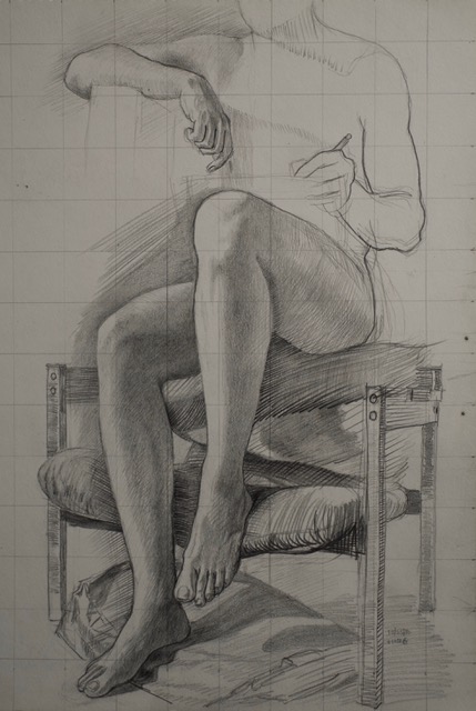 Self-Drawing for River God, 12/25+26/1980, graphite, 14 x 9.5