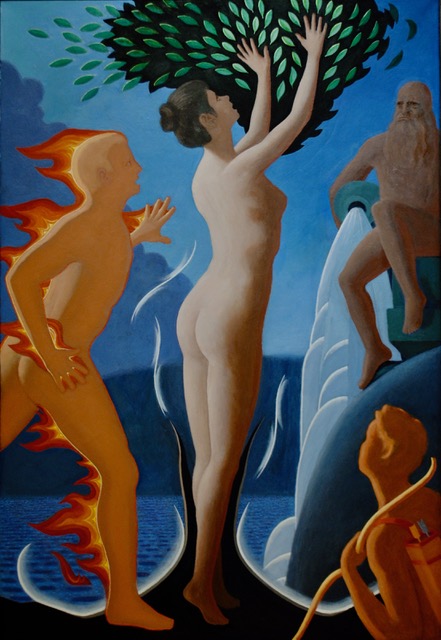 Apollo and Daphne, 2025, oil on canvas, 48 x 72