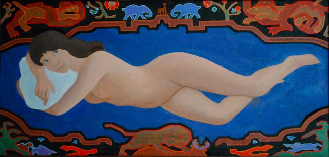 Sanctuary, 2024, oil on canvas, 18 x 38