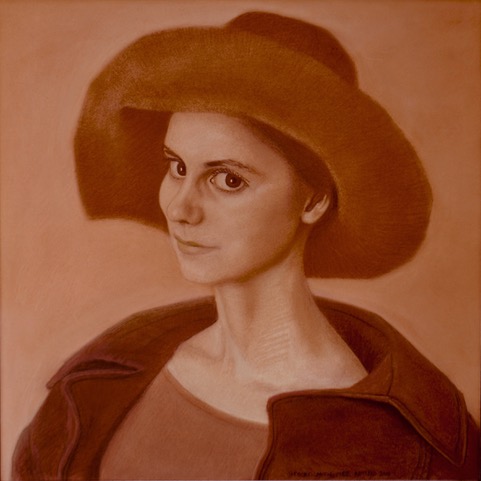 Carole With Hat, 1982, pastel, 20 x 21