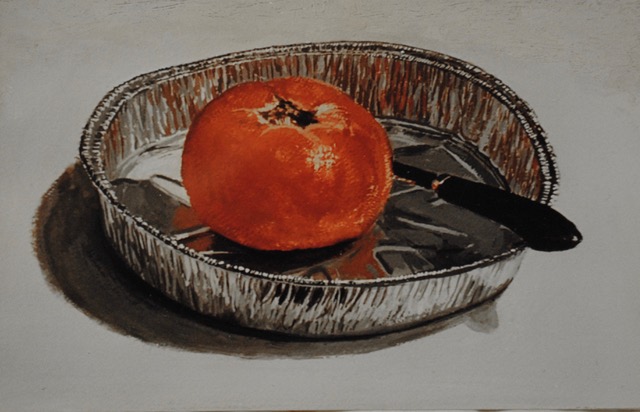 Tomato In A Pie Pan, 2003, watercolor, 6x11