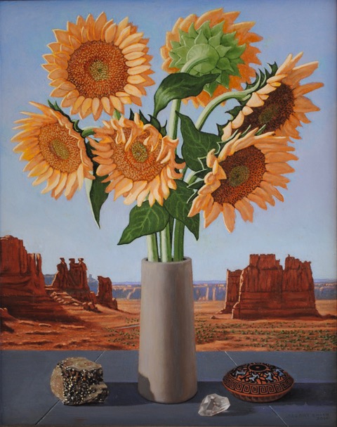 Sunflowers In Arches, 2014, oil on panel, 20x16
