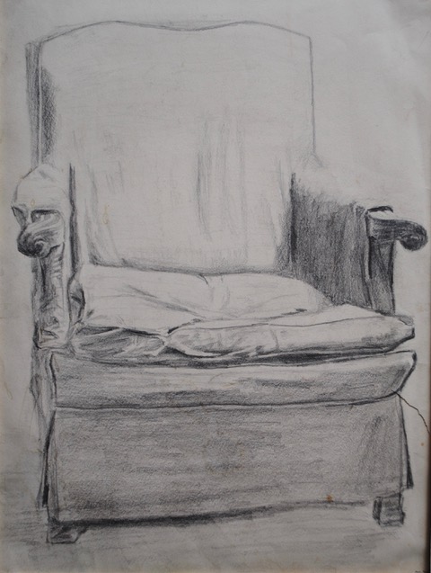 Dad’s Chair, 1957, graphite, 12 x 9